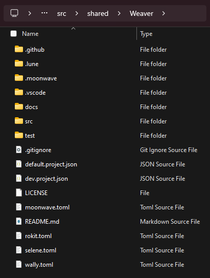 Weaver in the File Explorer